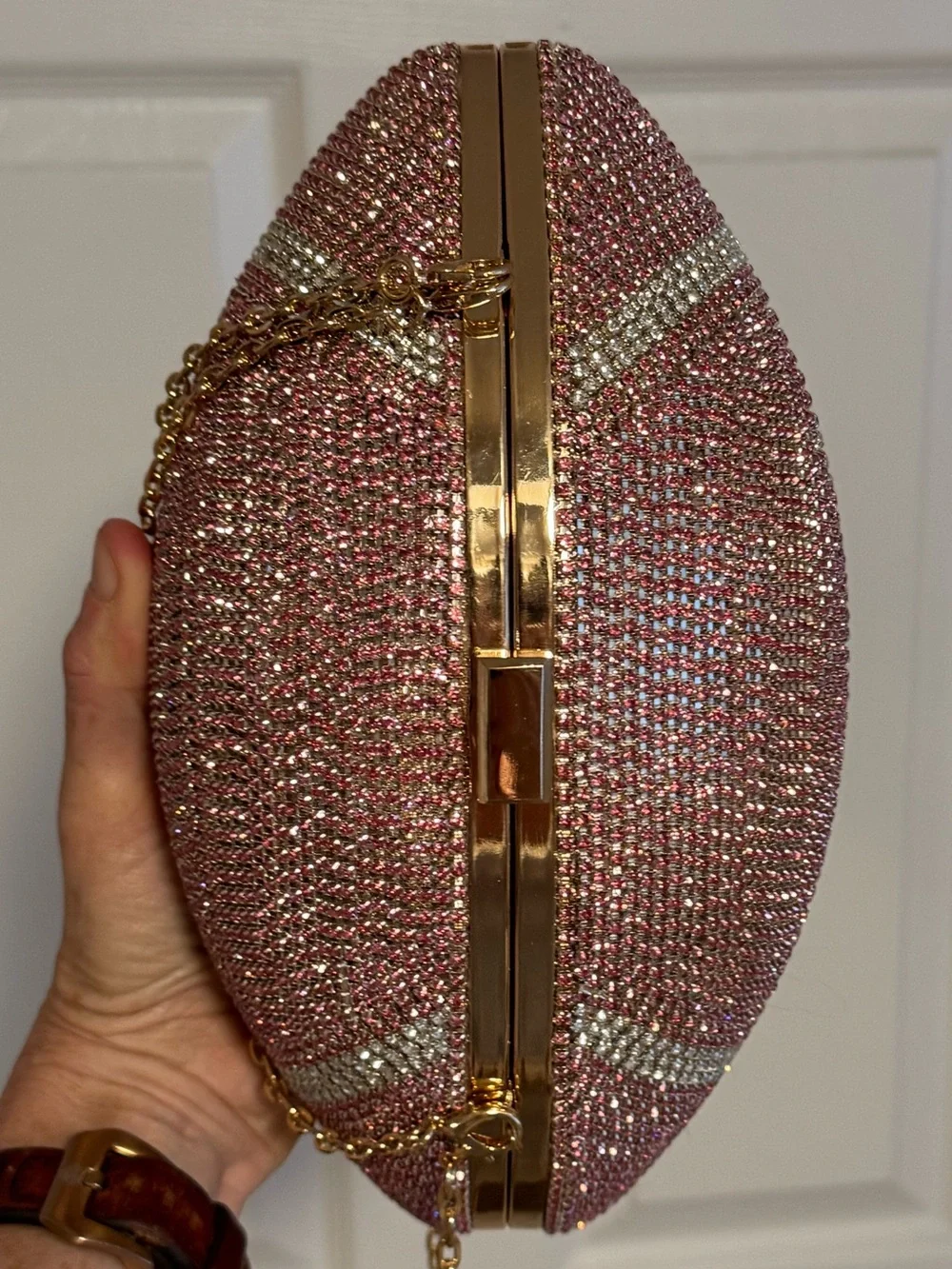 Pink Crystal Football Crossbody Clutch - Designer Style